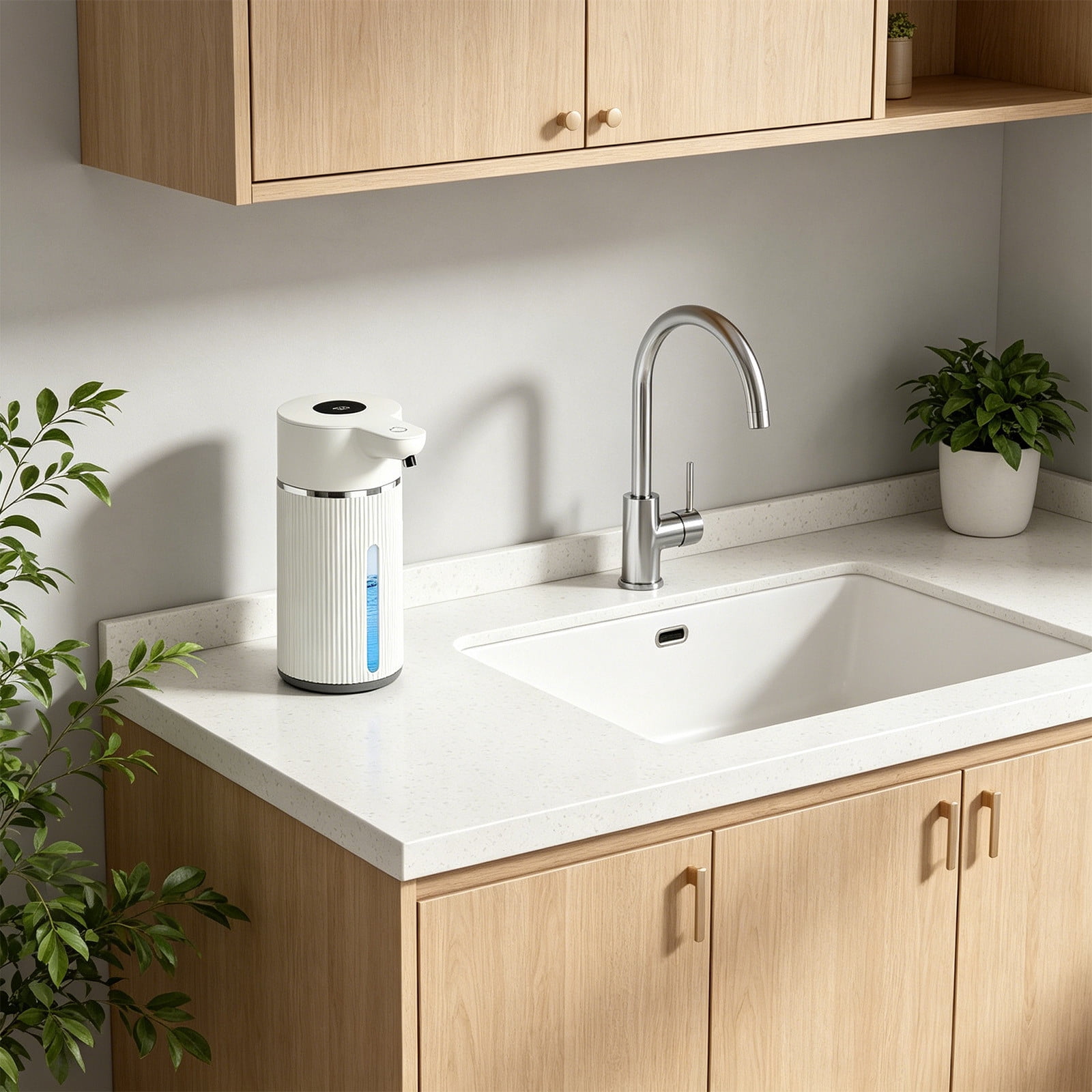 Convenient Hygienic & Sleek, 7.5x3.1 Inch Soap Dispenser, Automatic Induction & Portable Foam Washer, USB Rechargeable Long Battery Life for Kitchen Bathroom