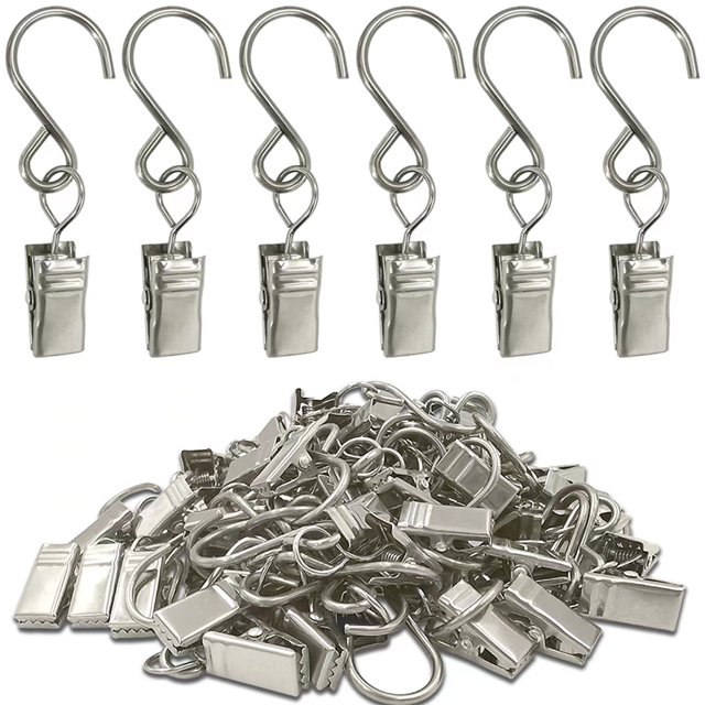 Ganchos para cortina de ducha Wosthever 50 piezas plata