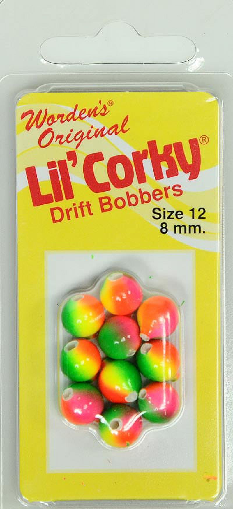 Yakima Bait Worden's Original Lil' Corky 5/16" Drift Bobbers, Sherbet, Size 12, 8 mm, 10 Count