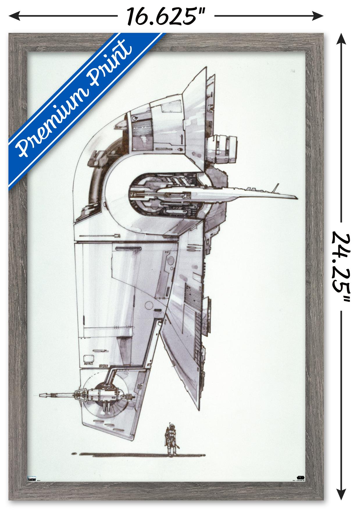 Star Wars: Saga - Boba Fett - Ship Wall Poster, 14.725" x 22.375", Framed