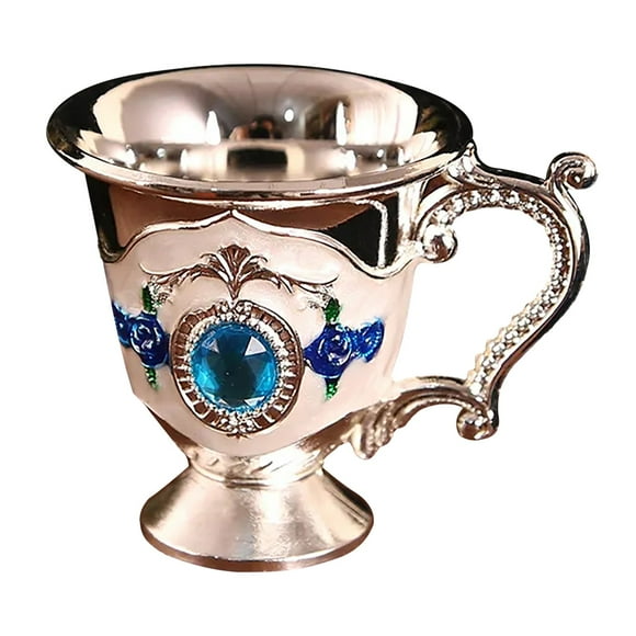 Qianlong Cup Antique Ornaments European Style Creative Retro Baijiu Cup Handle Cup Metal Handicraft Gift Home Decoration Tea Cup