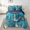 thumbnail image 2 of Erosebridal Vintage Nautical Anchor Bedding Queen Size, Coastal Starfish Comforter Sets with Sheets, Reversible 7pcs, 2 of 5