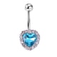 thumbnail image 1 of Joyería piercing del cuerpo del anillo del ombligo del vientre de los diamantes de imitación del corazón del acero inoxidable de la moda (azul), 1 of 5