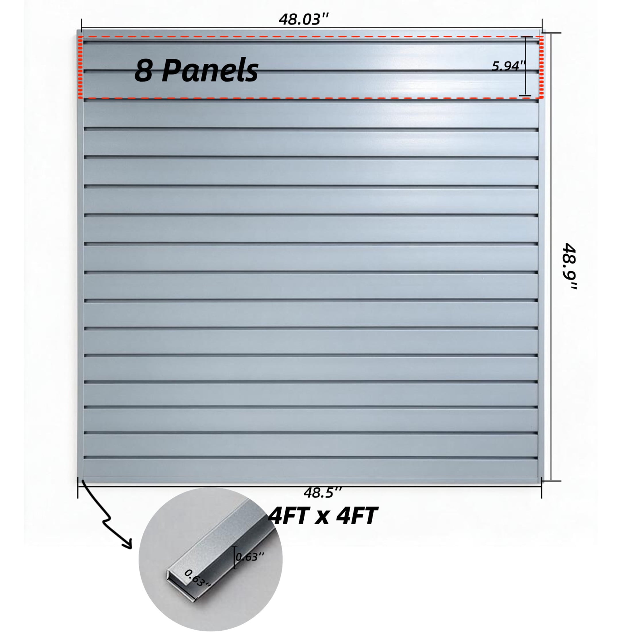 GDF Studio 4x4FT PVC Slatwall Panel Kit Garage Storage System with 12 Hooks, Lightweight Water-Resistant Panels, Grey