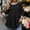*Black, variant on ClodeEU Women's Plus Size Crochet Lace Round Neck Top,Asymmetric Hem Long/3/4 Sleeve Blouse Black,Womens Plus L