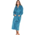 thumbnail image 3 of Women's Plush Fleece Robe with Hood, Long Warm Solid Bathrobe, 3 of 7