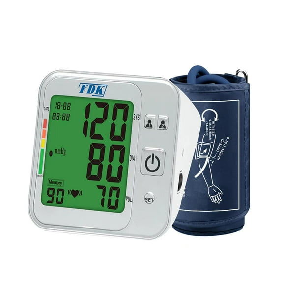 Monitor de presión arterial para uso doméstico; control de volumen por voz bilingüe (inglés/español); monitor de presión arterial de brazo parlante con pantalla de dígitos grandes; con brazalete extra