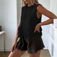 thumbnail image 4 of FDGIU Women's Mock Neck Hollow Knit Sleeveless Tank Top, Fringe Tassel Hem Slim Casual Knit Camisole, 4 of 8