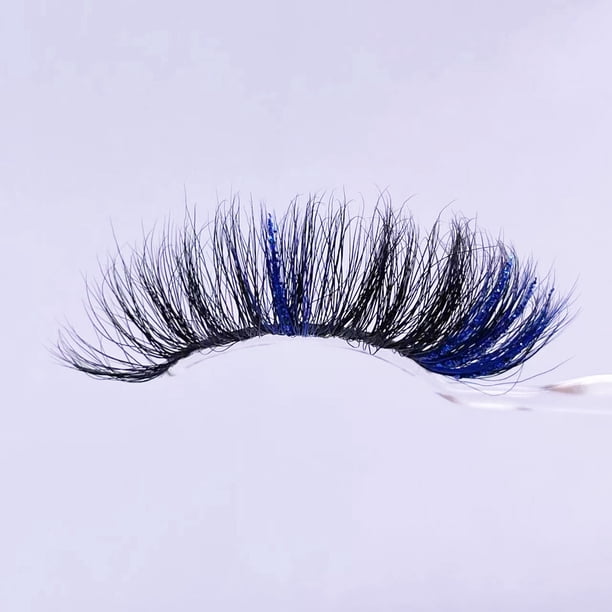 Zhuge Pestañas de colores, pestañas de visón con brillo, pestañas postizas rizadas completas y gruesas de estilo ojo de gato y zorro, 1 par (611A-112CS)