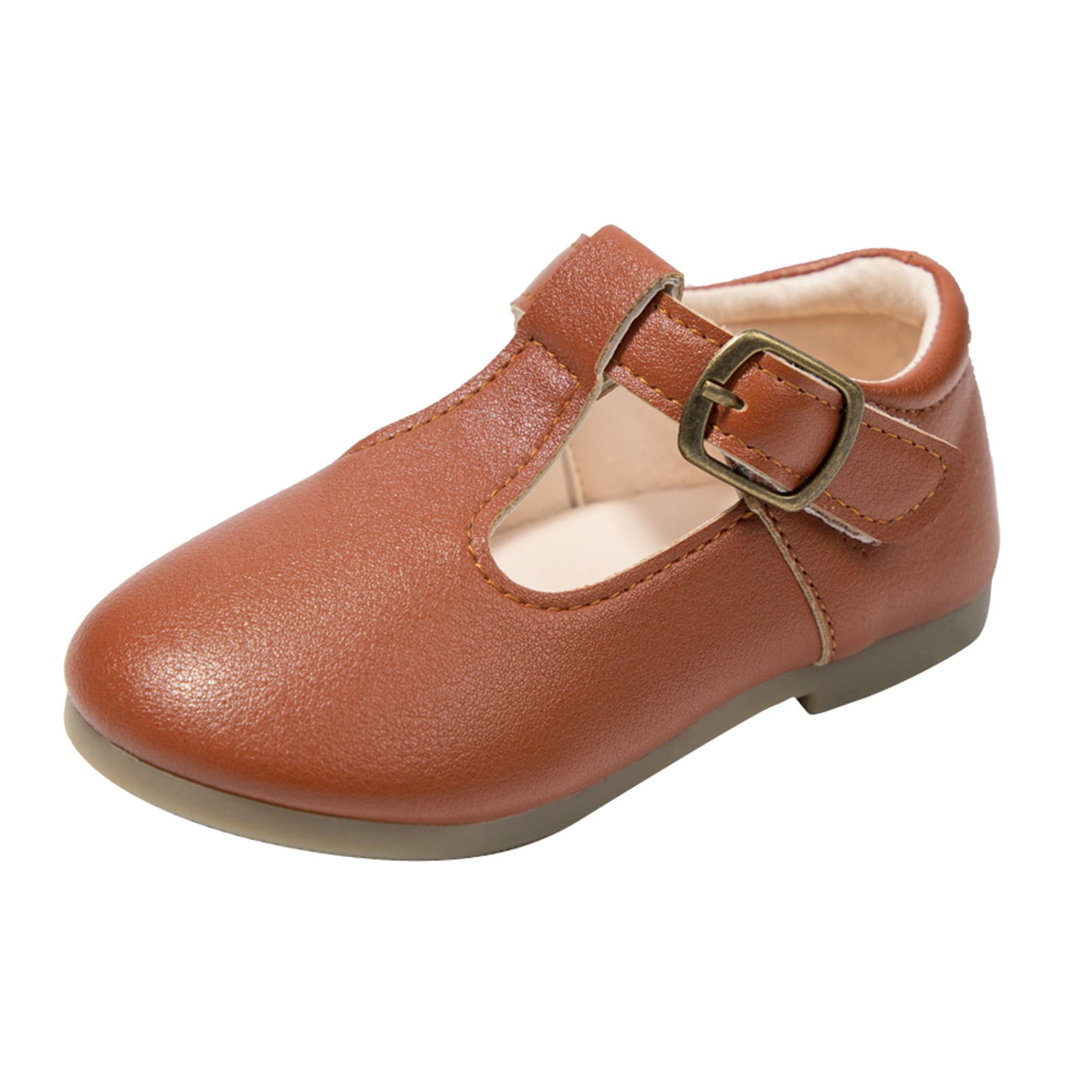 B91xZ Toddler Girls Dress Shoes Party Wedding Flower Girl Ballet Flats Brown 11.5