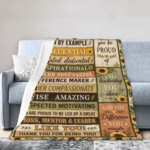 Boss Lady Appreciation Blanket Gift Throw Blanket Sunflower Leader Mentor Gift for Women Coworker Decor 50x40