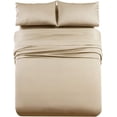 thumbnail image 2 of Sheetsnthings Made in USA- Flat Sheet Only (Oversized) 1000 Thread Count Pure Cotton Heavyweight Bed Linens (120 Inches x 112 Inches) Solid Beige, 2 of 3
