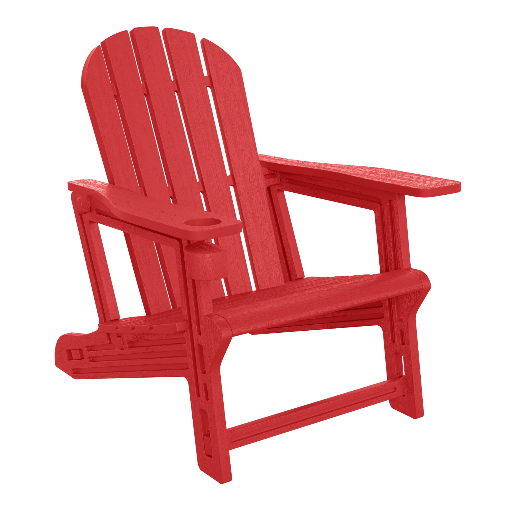WestinTrends Azura Tool-Free Assembly Outdoor Patio HDPE Plastic Adirondack Chair with Cup Holder (Set of 2), Red