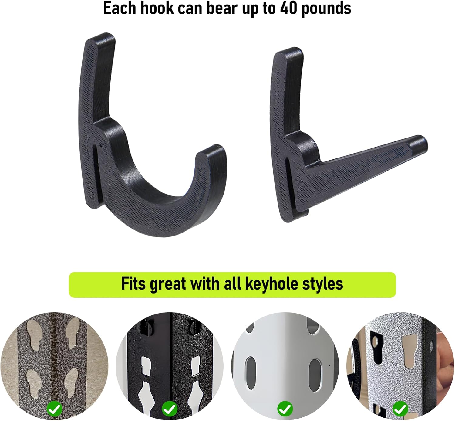 JJEAN-16 Pcs L-Hooks & J-Hooks for Garage Shelving & Industrial Storage Racks, UV-Resistant, Supports Up to 40 lbs,Compatible with Keyhole Slots