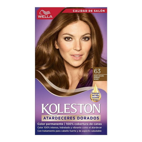Tinte para cabello Koleston Permanente 63 rubio oscuro dorado ocaso