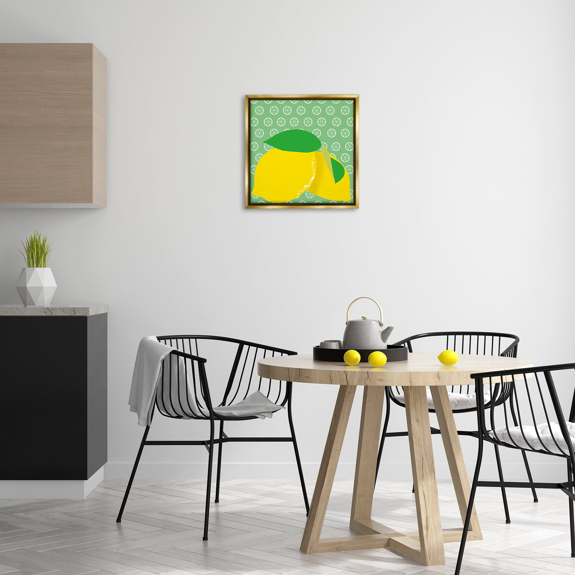 Stupell Industries Bright Lemon Fruit Food & Beverage Painting Gold Floater Framed Canvas Art Print Wall Art, 18 x 18