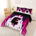 thumbnail image 3 of Homewish Monogrammed E Queen Comforter Set for Girls, Black Pink Bowknot Comforter Sets Queen, Black Reversible, 3 Pieces 1 Comforter and 2 Pillowcases, 3 of 6