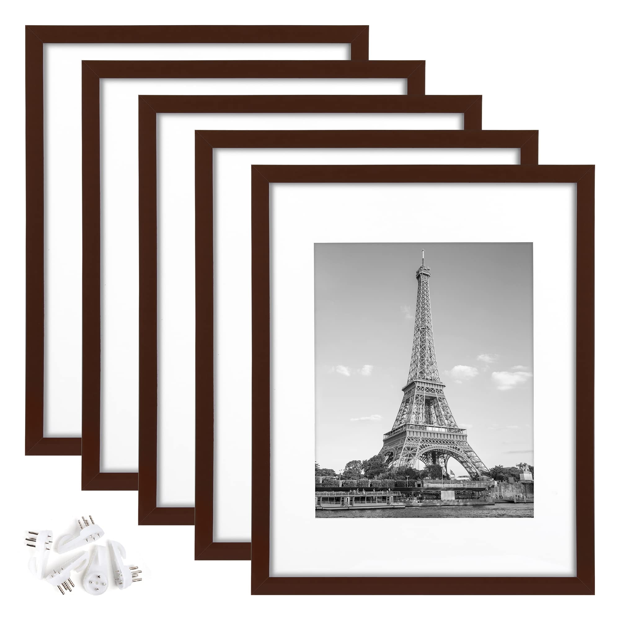 upsimples 16x20 Picture Frame Set of 5, Display Pictures 11x14 with Mat or  16x20 Without Mat,Wall Gallery Poster Frames,Black/Gold/White/Navy Blue