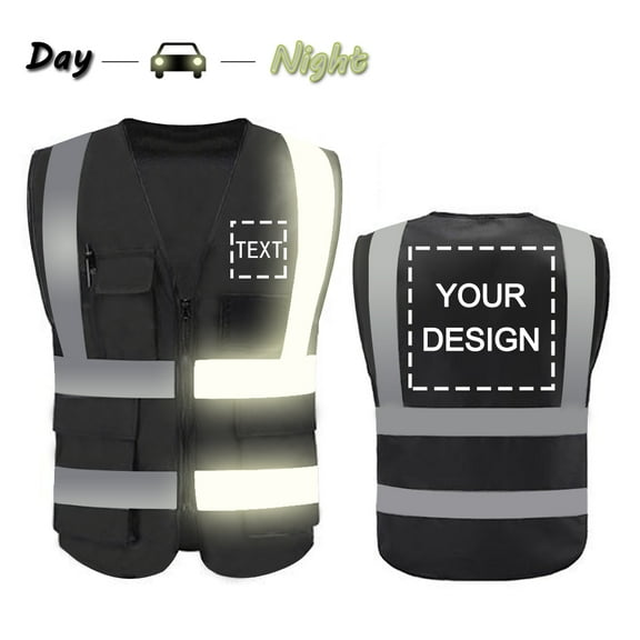 High Visibility Safety Vest Custom Your Logo Protective Workwear 5 Pockets With Reflective Strips Outdoor Work Vest