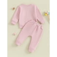 thumbnail image 4 of Bagilaanoe 2PCS Baby Clothing Sets Girls Casual Sweatsuits Toddler Letter Long Sleeve Sweatshirt Tops + Sweatpants 6M 12M 18M 24M 3T Kids Pants Set Fall Outfits, 4 of 9