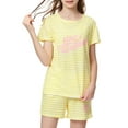 thumbnail image 2 of Beezizac Girls Pajamas Yellow Stripe Pyjama Sleepwear Clothes Set Shorts Big Kids Size 10, 2 of 8