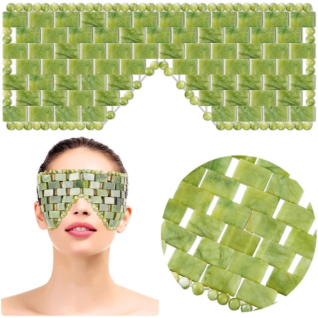 1Pc Jade Eye Mask Hot Or Cold Stone Mask Jade Mask Jade Facial Eyes Sleeping Mask Eye Relief Mask Cover for Women Men Soothing, Cooling and Relief