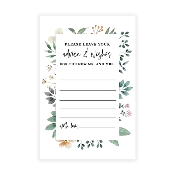 Koyal Wholesale Spring Greenery Florals Wedding Advice & Well Wishes Guest Book Cards for Bride and Groom, 56 Pack