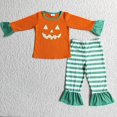 thumbnail image 1 of Conjunto de ropa de dormir para niños pequeños, conjunto de mallas y pantalones de Halloween, fantasma, Horror, púrpura, a rayas, otoño, 1 of 2