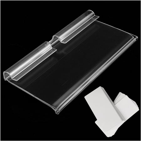 Clear Plastic Label Holder,Pack of 80 Price Label Holder ,Double Hook Wire Shelf Retail Price Tag Label Holder