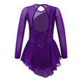 thumbnail image 2 of TSSOE Girls Long Sleeve Ballet Ice Skating Dress Costume Sequins Ballroom Competition Dancewear Purple 10, 2 of 5
