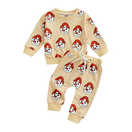 

Emmababy Festive Boys and Girls Christmas Pants Set including Santa Claus/Snowman T-shirt and Pants