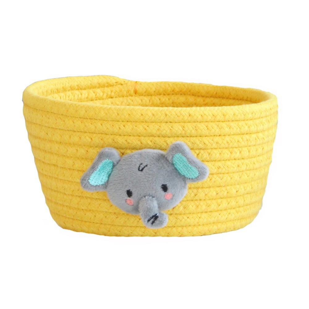 LEMETOW Cotton Rope Woven Storage Basket with Animal Decor, Diaper