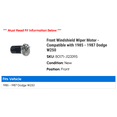 thumbnail image 2 of Front Windshield Wiper Motor - Compatible with 1985 - 1987 Dodge W250 1986, 2 of 2