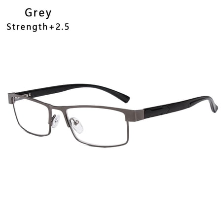 New Fashion Metal Titanium Alloy Ultra Light Resin Flexible Portable +1.00~+4.0 Diopter Vision Care Business Reading Glasses Eyeglasses GREY STRENGTH 250
