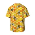 thumbnail image 2 of KLL Honeycombs Print Men's Shirt Short Sleeve Button Down Summer Cuba Beach Shirts- 4X-Large, 2 of 7