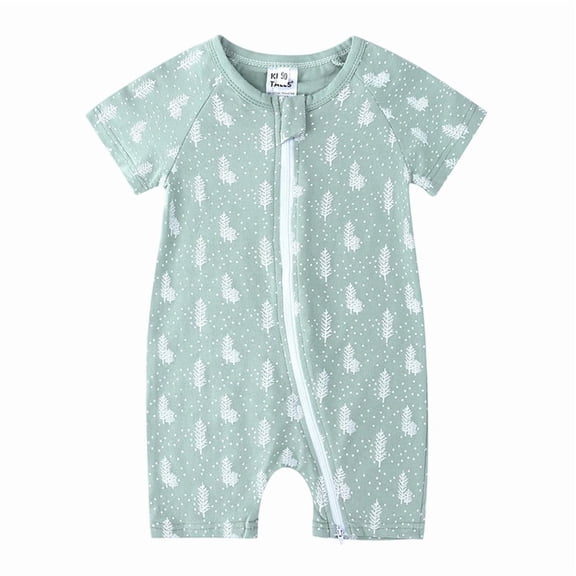 OSOLU Baby Boys Girls Romper Newborn Infant Summer Clothes Short Sleeve Zipper Front Bodysuits Soft Playwear Comfy Onesie