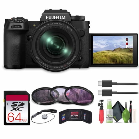 FUJIFILM X-H2 Mirrorless Camera with 16-80mm Lens, 64GB Memory Card, Bundle