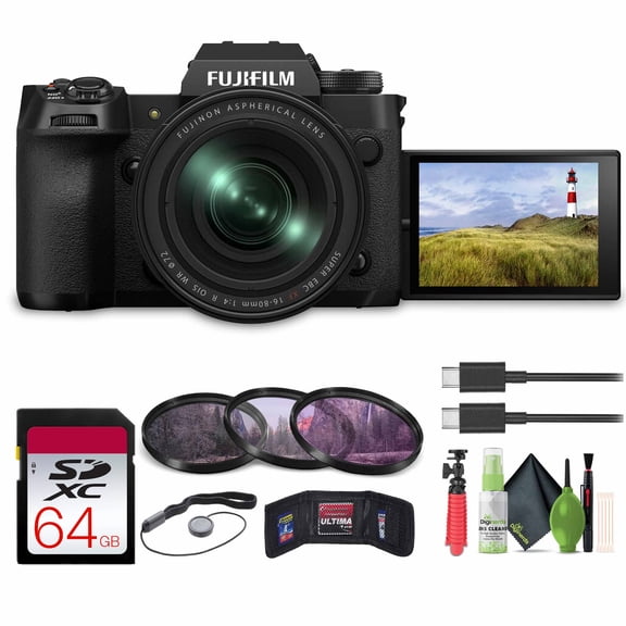 FUJIFILM X-H2 Mirrorless Camera with 16-80mm Lens, 64GB Memory Card, Bundle
