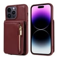 thumbnail image 5 of Nalacover RFID Blocking Wallet Case for iPhone 14 Pro Max, Shockproof PU Leather Magnetic Button Zipper Purse Card Slots & Kickstand Crossbody Phone Case with Shoulder & Wrist Strap,Winered, 5 of 12