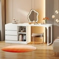 thumbnail image 1 of Tribesigns Coiffeuse avec 3 Tiroirs et 2 Étagères, Petite Coiffeuse Blanche avec Armoire de Rangement Réversible, Coiffeuse d'Angle Moderne Blanche pour Chambre, Salle de Maquillage (Miroir Non Inclus), 1 of 8