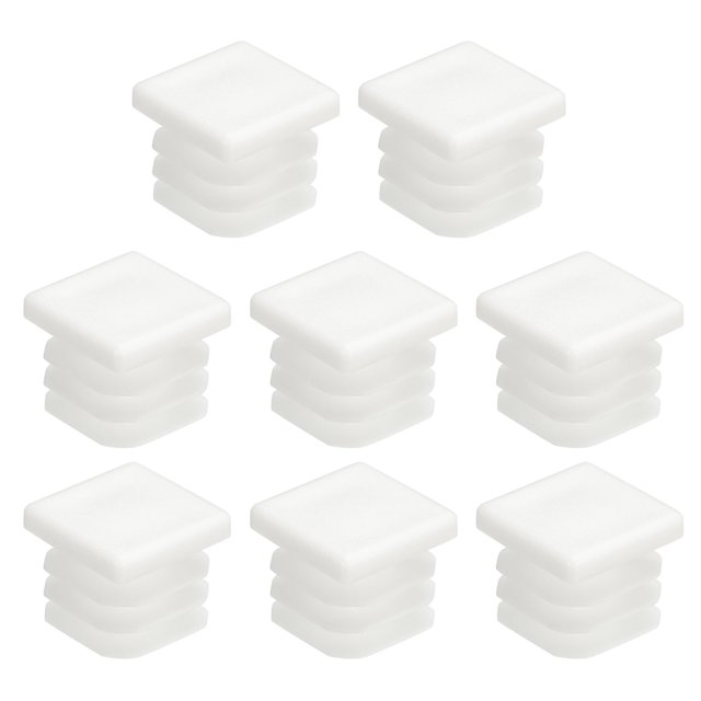 Unique Bargains 8Pack 16mmx16mm(0.63inch) Plastic Tubing Plug Square Post End Caps White