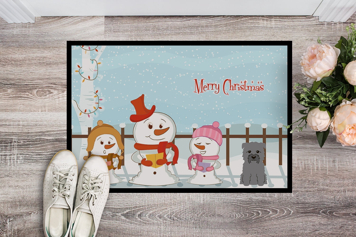 Merry Christmas Carolers Glen of Imal Grey Door Mat