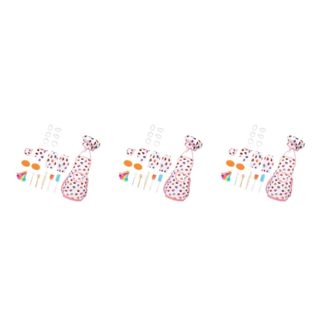 maskred Childrens Kitchen Toys Cooking Cookware Set Colorful and Engaging skirt chef hat 20 pcs 3Set