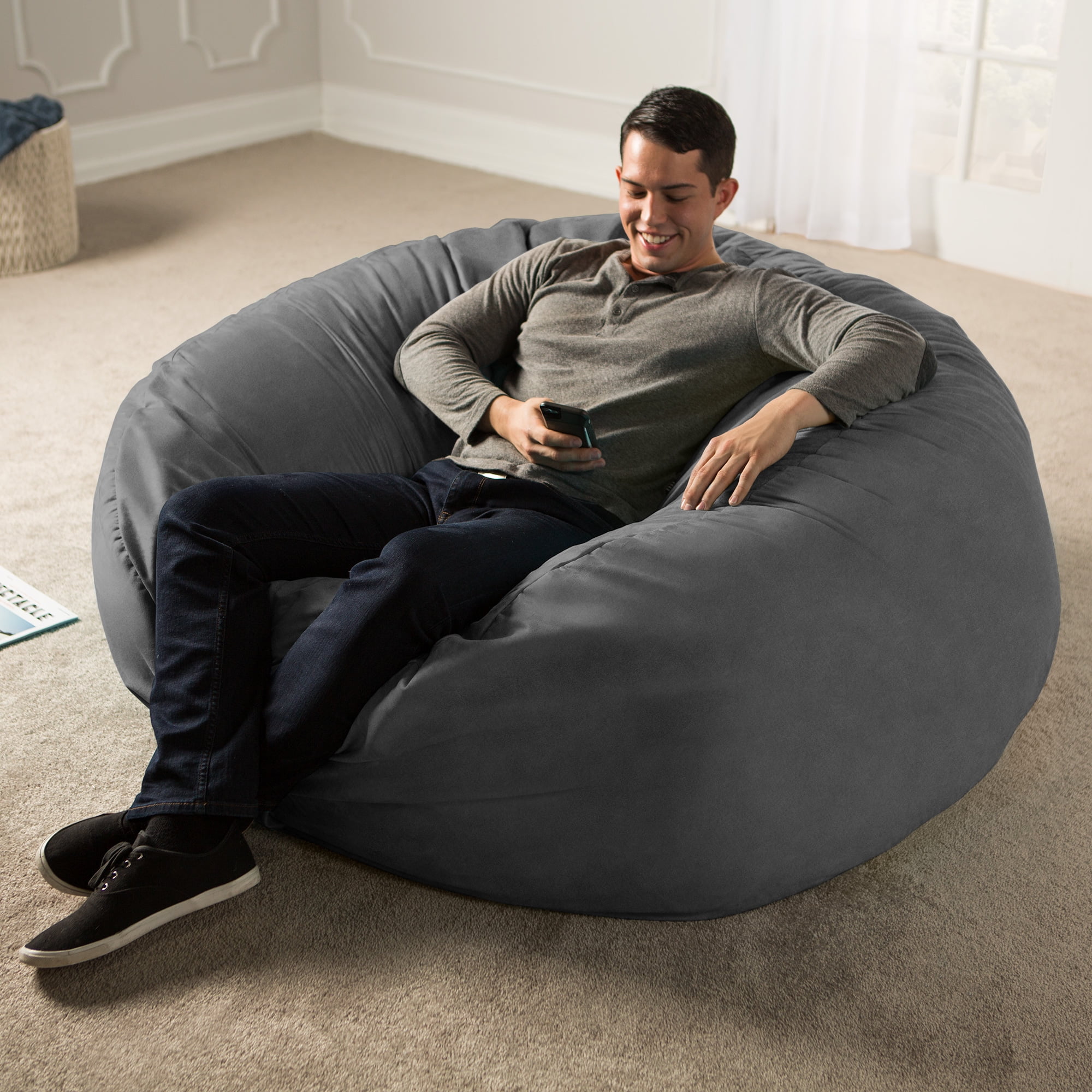 Jaxx 4' Classic Saxx Big Bean Bag Chair - Pewter Gray