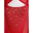 thumbnail image 6 of SiiRoh Women Rhythmic Gymnastic Dance Leotard Long Sleeve Mesh Cutout Figure Skating Bodysuits Tops Red XL, 6 of 7