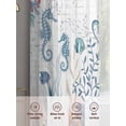 thumbnail image 6 of Coastal Octopus Sheer Curtains 54 Inch Length 2 Panels for Living Room, Summer Beach Nautical Ocean Coral Seahorse Voile Kitchen Curtain Set, Luxury Privacy Drapes Window Treatment for Bedroom, 6 of 7