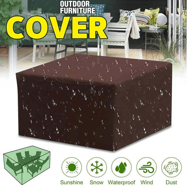 Funda protectora para muebles de mesa, silla, 160 x 160 x 70 cm, tela Oxford 210D, funda para muebles de jardín, lona para muebles, impermeable, resistente al viento, nieve, anti-UV para exteriores