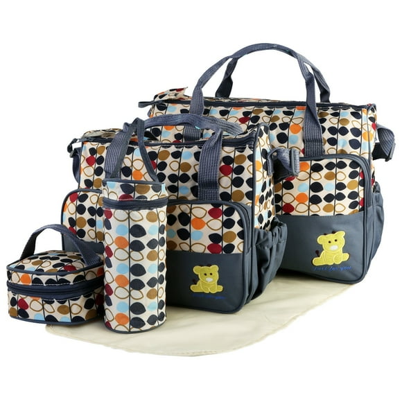 GPCT Ensemble de 5 Sacs à Couches pour Bébé Sacs à Bandoulière pour Couches de Maman avec Matelas à Langer Poches Isolées Sacs Fourre-Tout de Voyage pour Maman Papa