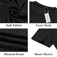 thumbnail image 4 of Coferset Casual Crew Neck Short Sleeve Pleated Shirts Blouses Womens Summer Tops Women Pleated Tunic Loose T-Shirts, 4 of 5
