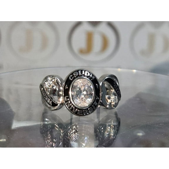 Women 925 Sterling Silver CZ GemStone Custom High School Class Ring for College & University Students, Graduation Ring